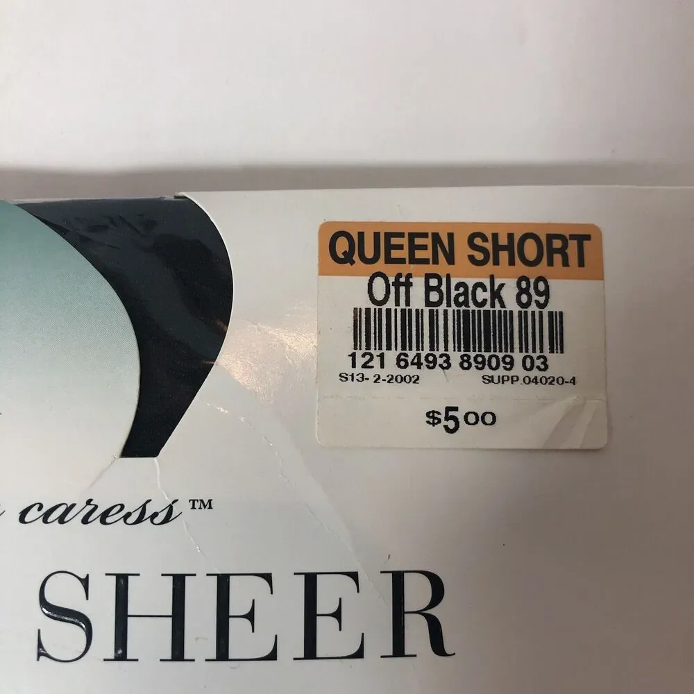 JCPenney Sheer Caress Silky Sheer Pantyhose Off Black Queen Short Control Top D3